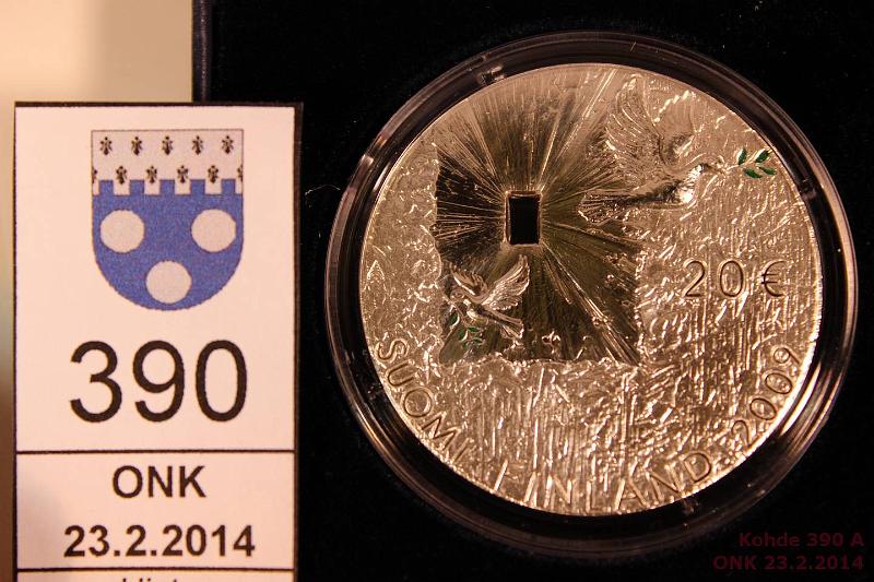 k-0390-a.jpg - Kohde 390, lhthinta: 46 € 20 € 2009 Ag, Proof, Rauha ja turvallisuus, kotelo + tod., kunto: 10