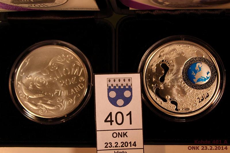 k-0401-a.jpg - Kohde 401, lhthinta: 75 € / myyntihinta: 75 € 20 € 2010, 2011 Ag, Lapset ja luovuus Proof + Itmeri BU, kotelot + tod., kunto: 10
