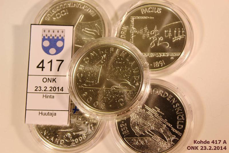 k-0417-a.jpg - Kohde 417, l�ht�hinta: 105 &euro; / myyntihinta: 105 &euro; 2006-09 (5) Ag, BU, Eduskunta, Nordenski�ld, altari, Lippu, Pacius, kapselit + tod., kunto: 10