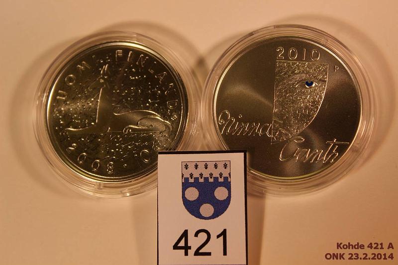 k-0421-a.jpg - Kohde 421, lhthinta: 45 € 2008, 2010 Ag, BU, Waltari + Canth, kapselit + tod., kunto: 10