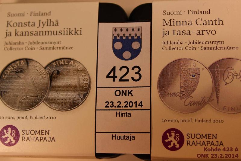 k-0423-a.jpg - Kohde 423, l�ht�hinta: 45 &euro; / myyntihinta: 47 &euro; 2010 (2) Ag, Proof, Jylh� + Canth, kotelot + tod., kunto: 10