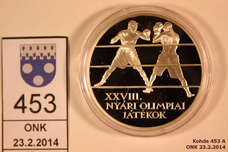 k-0453-a.jpg - Kohde 453, lhthinta: 15 € / myyntihinta: 19 € Unkari 5000 forint 2004 Ag, Proof, Ateena 2004, nyrkkeily, kapseli, kunto: 10