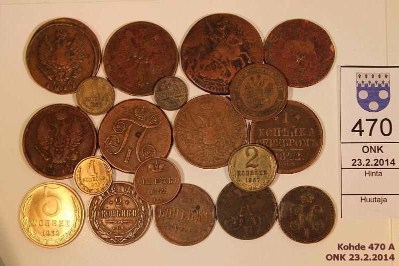 k-0470-a.jpg - Kohde 470, lhthinta: 5 € / myyntihinta: 22 € -2 kop (18) 1761-1970 k 1896; k 1840, 52; 1k 176?,1800, 42, 57, 59, 92,1966, 70; 2k 1761,1812, 17, 52, 66, 84,1967, kunto: 1-8