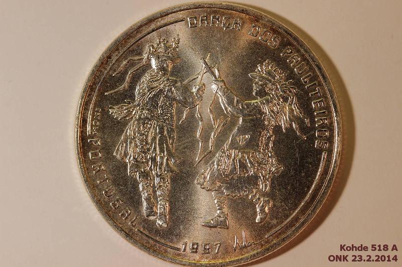 k-0518-a.jpg - Kohde 518, lhthinta: 15 € / myyntihinta: 17 € Portugali 1000 esc 1997 KM#704 Ag, 27g/500, kunto: 8