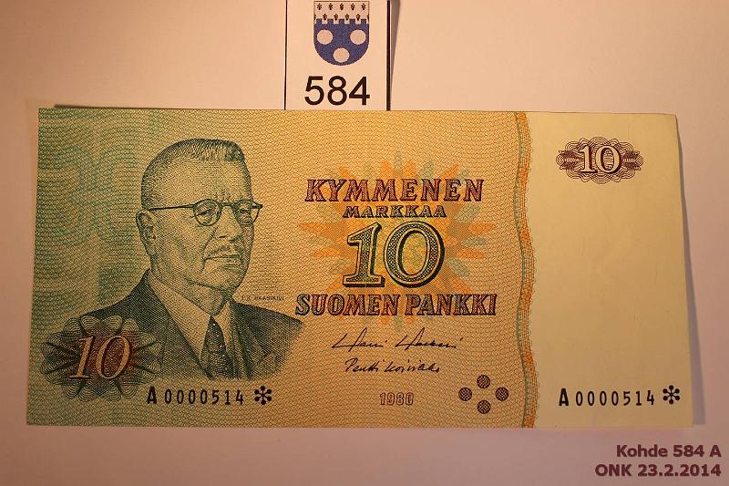 k-0584-a.jpg - Kohde 584, lhthinta: 5 € / myyntihinta: 24 € 10 mk 1980* SNY 147.2 A0000514* HOL-Koi, pienehk srjn:o, korvaava, kunto: 4