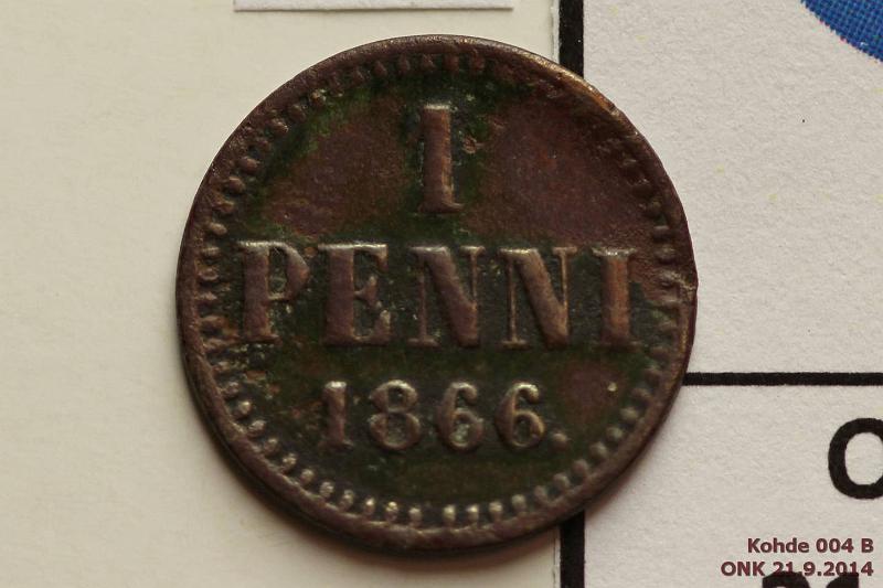k-0004-b.jpg - Kohde 4 (kuva 2/2), lhthinta: 5 € / myyntihinta: 5 € 1 p 1866 SNY 3.2 kaarevat nauhat, sypynyt, taipunut, kunto: 2