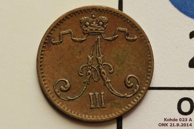 k-0023-a.jpg - Kohde 23 (kuva 1/2), lhthinta: 3 € 1 p 1883 Likaa, erit. pieni 3, kunto: 5
