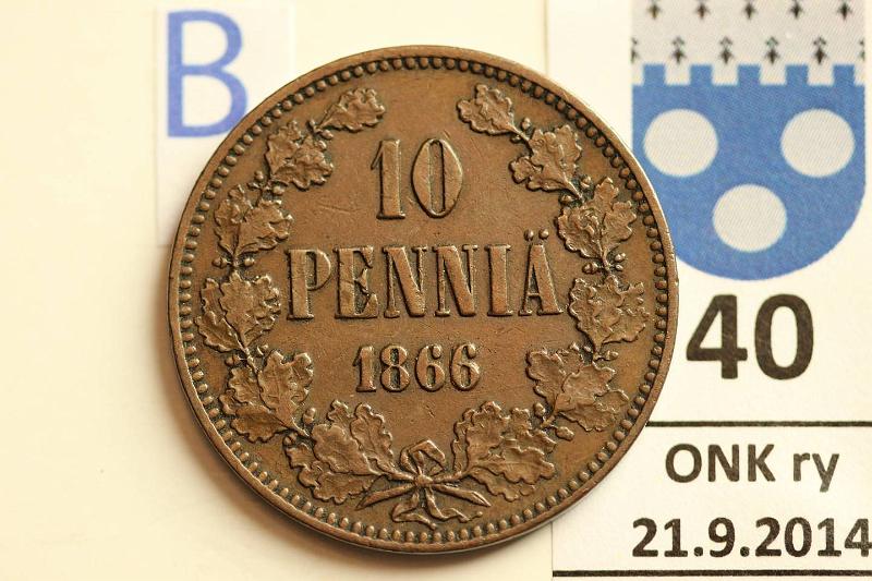 k-0040-b.jpg - Kohde 40 (kuva 2/3), lhthinta: 45 € / myyntihinta: 50 € 10 p 1866/5 SNY 145.2 pllelynti 6/5, siisti kpl, kunto: 3/5