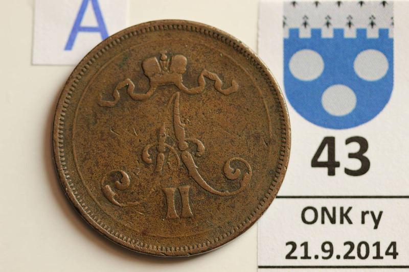 k-0043-a.jpg - Kohde 43 (kuva 1/2), lhthinta: 3 € / myyntihinta: 3 € 10 p 1876 Eprvja, kunto: 3