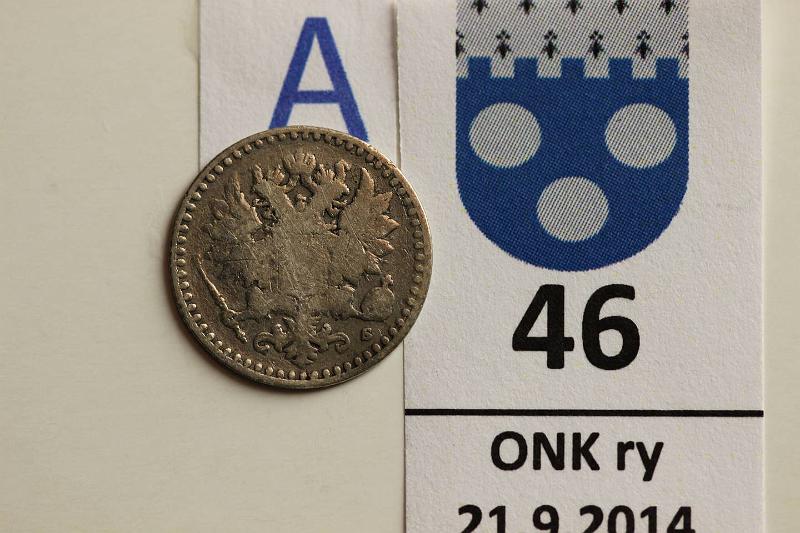 k-0046-a.jpg - Kohde 46 (kuva 1/2), lhthinta: 20 € / myyntihinta: 26 € 25 p 1865 Ag, SNY 265.1.1, kunto: 2/3