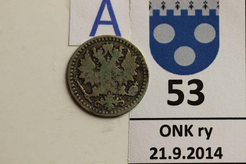 k-0053-a.jpg - Kohde 53 (kuva 1/2), lhthinta: 20 € / myyntihinta: 32 € 25 p 1871 Ag, kunto: 2/3
