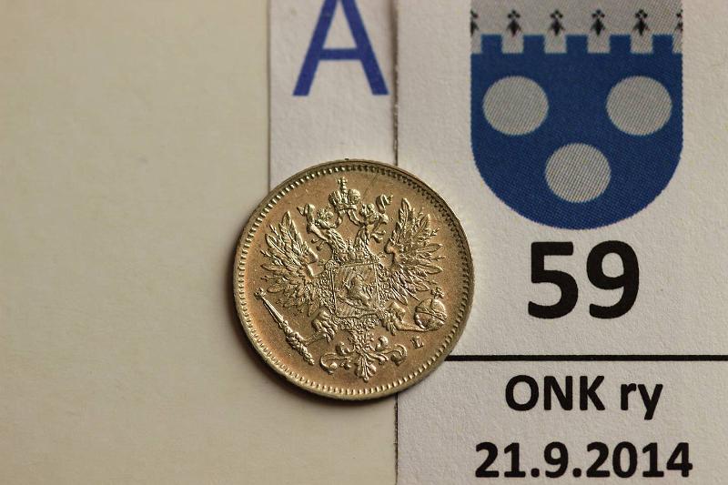 k-0059-a.jpg - Kohde 59 (kuva 1/2), lhthinta: 10 € / myyntihinta: 19 € 25 p 1909 Ag, arvop hnja, erittin kaunis, kunto: 9/8