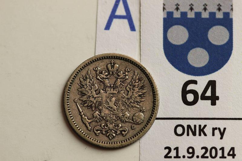 k-0064-a.jpg - Kohde 64 (kuva 1/2), lhthinta: 5 € / myyntihinta: 22 € 50 p 1892 Ag, SNY  327.1 , tihe vaakunaviivoitus, kunto: 4