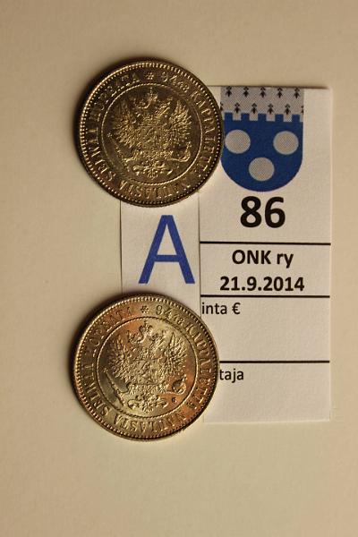 k-0086-a.jpg - Kohde 86 (kuva 1/2), lhthinta: 25 € / myyntihinta: 42 € 1 mk 1915 (2) Ag, loisteliaita!, kunto: 9