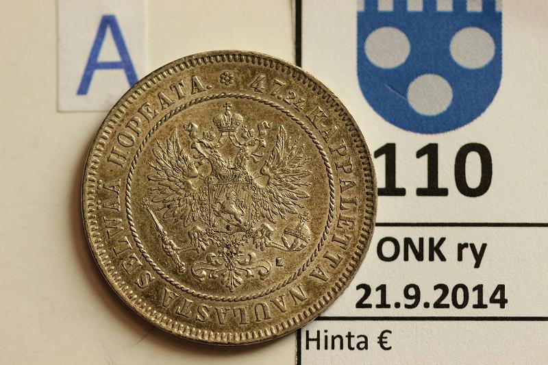 k-0110-a.jpg - Kohde 110 (kuva 1/2), lhthinta: 15 € / myyntihinta: 34 € 2 mk 1908 Ag, kunto: 7