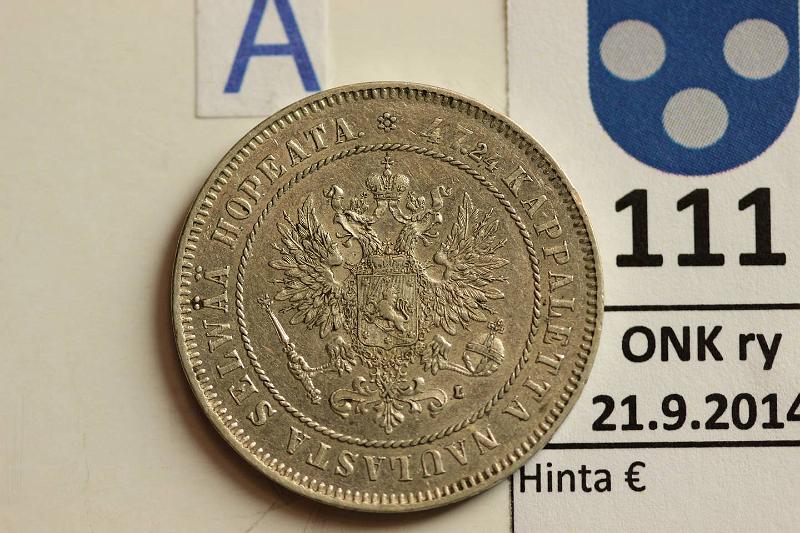 k-0111-a.jpg - Kohde 111 (kuva 1/2), lhthinta: 15 € / myyntihinta: 45 € 2 mk 1908 Ag, hnja, phpja, kaunis!, kunto: 7/8