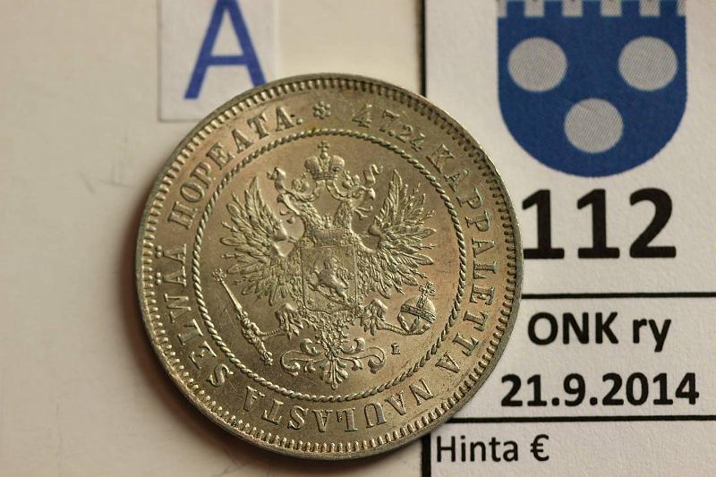 k-0112-a.jpg - Kohde 112 (kuva 1/2), lhthinta: 15 € / myyntihinta: 58 € 2 mk 1908 Ag, hnja, kaunis!, kunto: 8