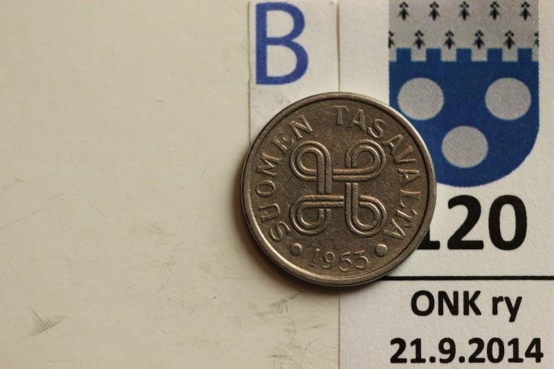 k-0120-b.jpg - Kohde 120 (kuva 2/2), lhthinta: 80 € 5 mk 1953 FeNi, SNY 526 niklattu. Mallia 1953-62, rtgf-analyysi: Fe/Ni 88/12%, kunto: 5