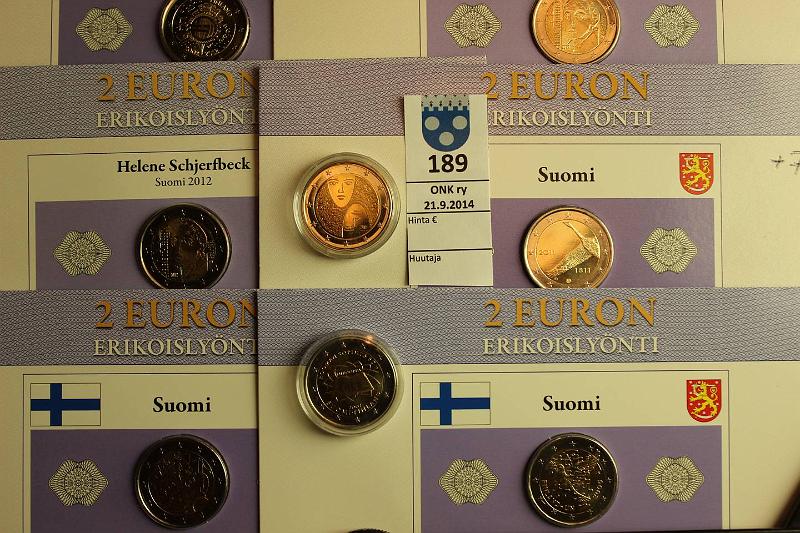 k-0189-a.jpg - Kohde 189, lhthinta: 20 € 2005-12 (8) YK-05*, nioikeus-06, Rooma-07, Markka-10*, SP-11*, Schjerfbeck-12(2)*, EMU-12* pillereiss ja korteissa, joissa km:j*, kunto: 9