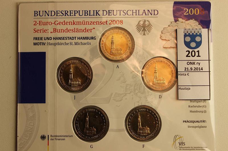 k-0201-a.jpg - Kohde 201, lhthinta: 22 € / myyntihinta: 18 € 2008 (5) BU, Saksa, St Michaelis, kaikki painot ADJFG kortissa, kunto: 9