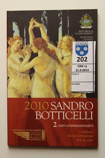 k-0202-a.jpg - Kohde 202, lhthinta: 25 € / myyntihinta: 25 € 2010 BU, San Marino, Botticelli, kortissa, kunto: 9