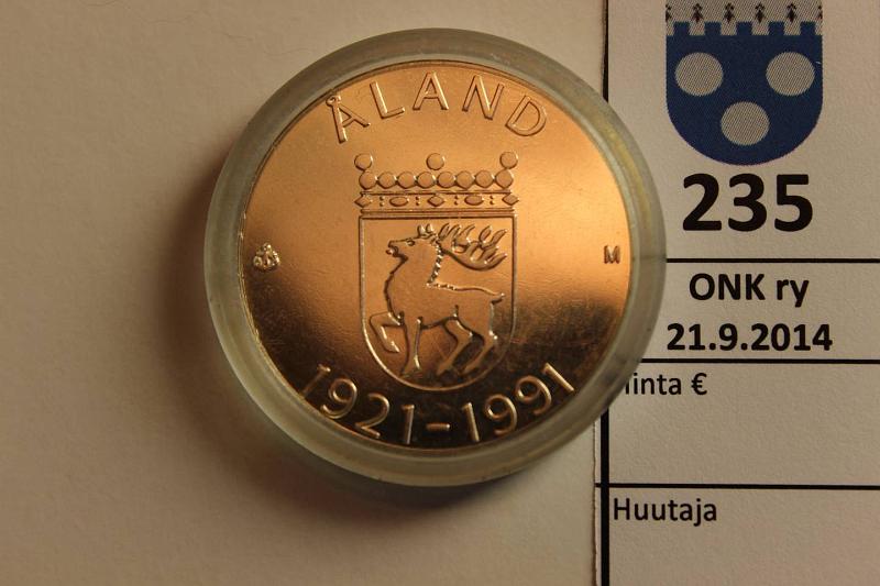 k-0235-a.jpg - Kohde 235, l�ht�hinta: 14 &euro; 100 mk 1991 Ag, BU, Ahvenanmaa, kapseli, kunto: 9