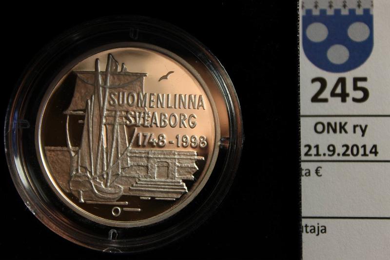 k-0245-a.jpg - Kohde 245, lhthinta: 49 € / myyntihinta: 49 € 100 mk 1998 Ag, Proof, Suomenlinna, laatikko, tod., kunto: 10