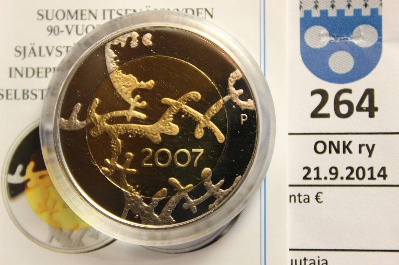 k-0264-a.jpg - Kohde 264, lhthinta: 8 € / myyntihinta: 8 € 5 € 2007 Proof, Itsenisyys, kapseli, tod., kunto: 10
