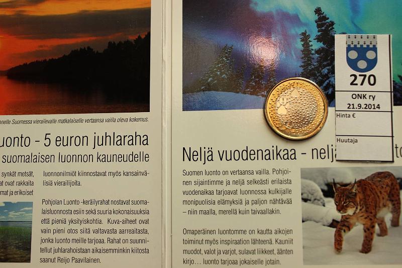 k-0270-a.jpg - Kohde 270, lhthinta: 8 € / myyntihinta: 8 € 5 € 2012 Proof, Pohjolan luonto: Elimist, kortissa, kunto: 10