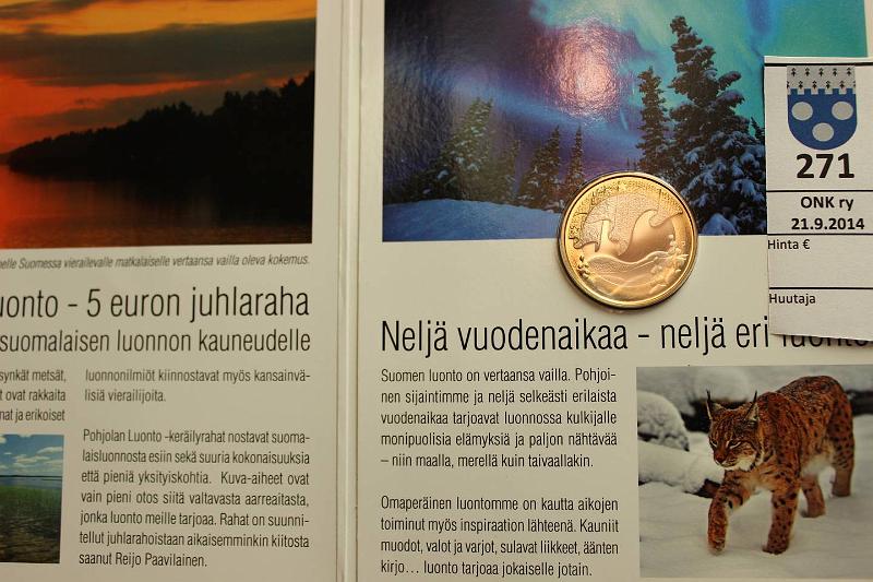 k-0271-a.jpg - Kohde 271, lhthinta: 8 € / myyntihinta: 8 € 5 € 2012 Proof, Pohjolan luonto: Talvi, kortissa, kunto: 10