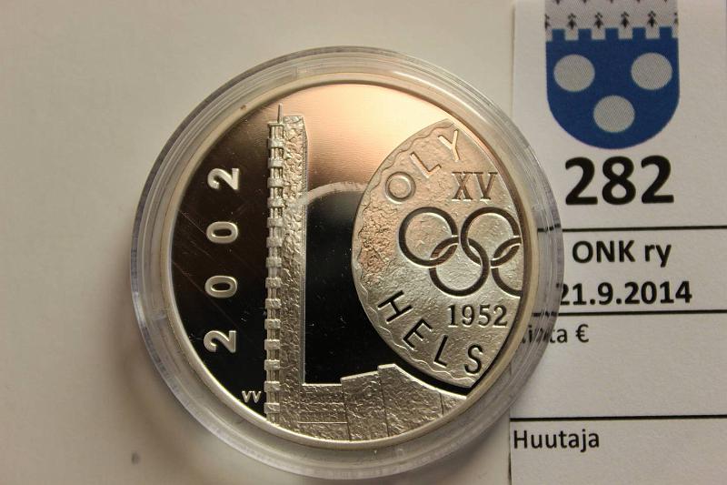 k-0282-a.jpg - Kohde 282, lhthinta: 15 € / myyntihinta: 19 € 10 € 2002 Ag, Proof, Helsingin Olympialaiset, kapseli, kunto: 10