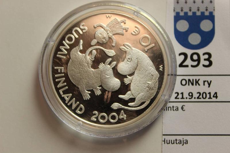 k-0293-a.jpg - Kohde 293, lhthinta: 15 € / myyntihinta: 17 € 10 € 2004 Ag, Proof, Jansson/Muumit, kapseli, kunto: 10