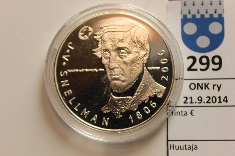 k-0299-a.jpg - Kohde 299, lhthinta: 17 € / myyntihinta: 21 € 10 € 2006 Ag, Proof, Snellman, kapseli, kunto: 10
