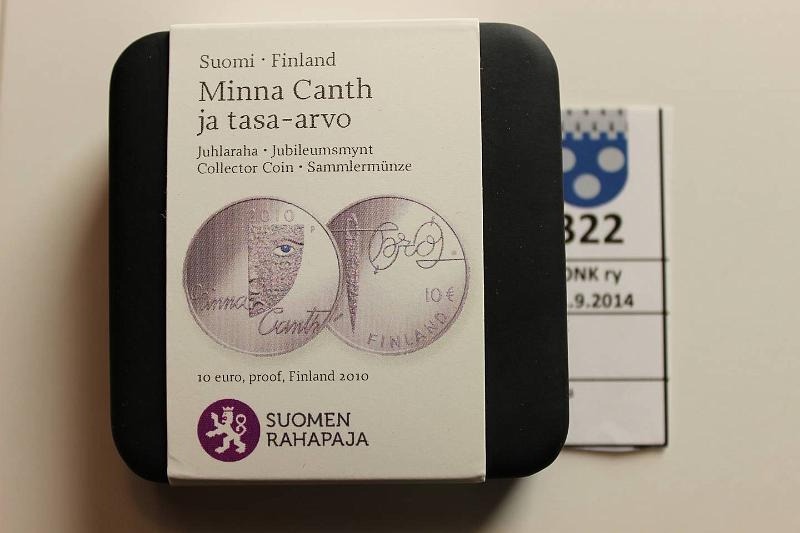 k-0322-a.jpg - Kohde 322, lhthinta: 19 € / myyntihinta: 19 € 10 € 2010 Ag, Proof, Canth, kotelo, tod., kunto: 10