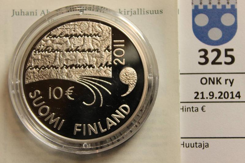 k-0325-a.jpg - Kohde 325, lhthinta: 20 € / myyntihinta: 24 € 10 € 2011 Ag, Proof, Aho, kapseli, tod., kunto: 10