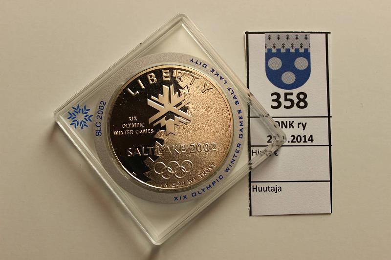 k-0358-a.jpg - Kohde 358, lhthinta: 21 € USA 1 USD 2002 Ag, Proof, Salt Lake City 2002, kapseli, kunto: 10