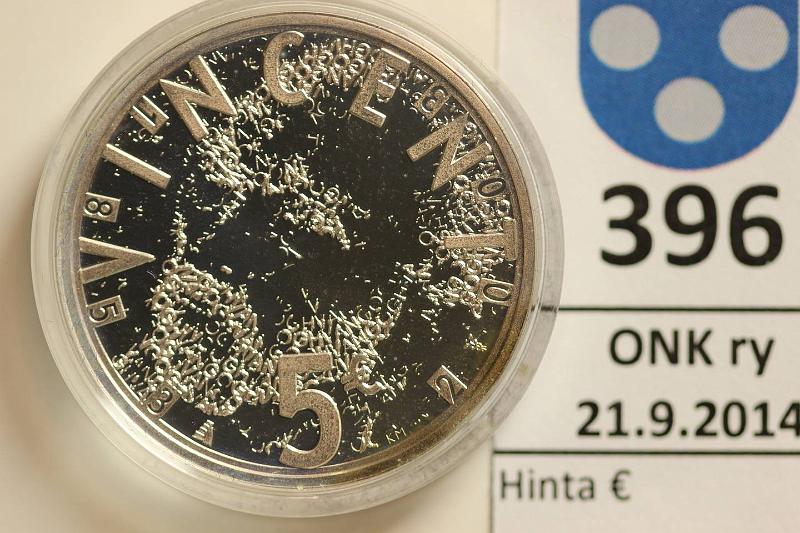 k-0396-a.jpg - Kohde 396, lhthinta: 8 € / myyntihinta: 8 € Hollanti 5 € 2003 KM#245 Ag, Proof 11,9g/925, Vincent van Cogh, kapseli, kunto: 10