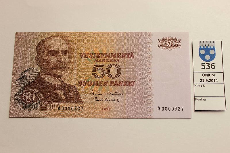 k-0536-a.jpg - Kohde 536, lhthinta: 30 € / myyntihinta: 56 € 50 mk 1977 A0000327, HET-Ko1, pieni srjn:o!, kunto: 9
