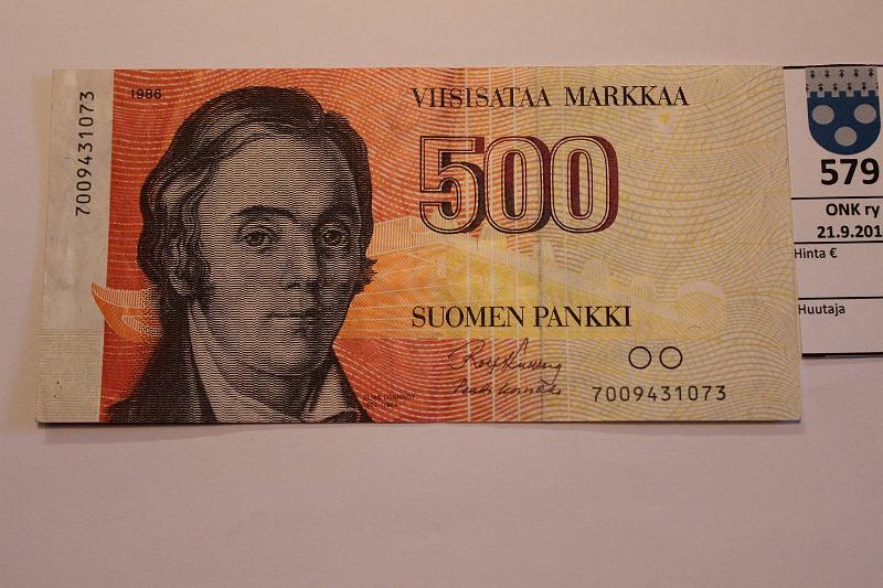 k-0579-a.jpg - Kohde 579, lhthinta: 100 € 500 mk 1986 SNY 194.1 7009431073 KU I-Ko1, kunto: 5