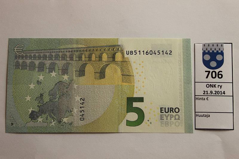 k-0706-a.jpg - Kohde 706, lhthinta: 10 € BF 1/3/U5 UB5116045142 Draghi U005 F2, kunto: 9