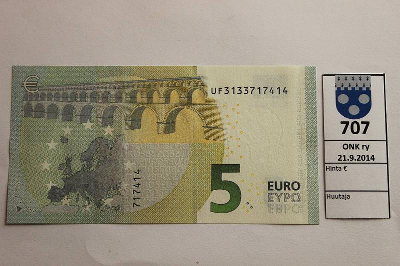 k-0707-a.jpg - Kohde 707, lhthinta: 10 € BF 1/3/U6 UF3133717414 Draghi U006 D6, kunto: 9