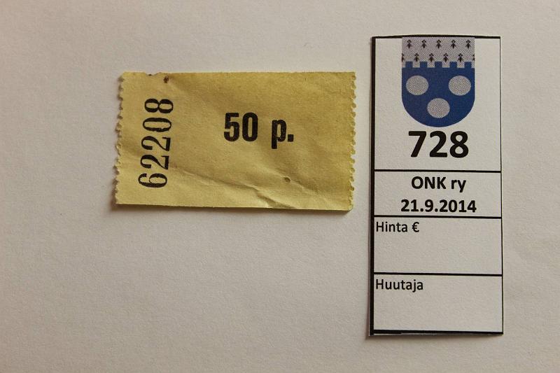 k-0728-a.jpg - Kohde 728, lhthinta: 20 € / myyntihinta: 20 € 50 p Ilman vuosilukua Utajrven Osuuskauppa r.l. n:o 62208, prep, reik, tahroja, kunto: 5
