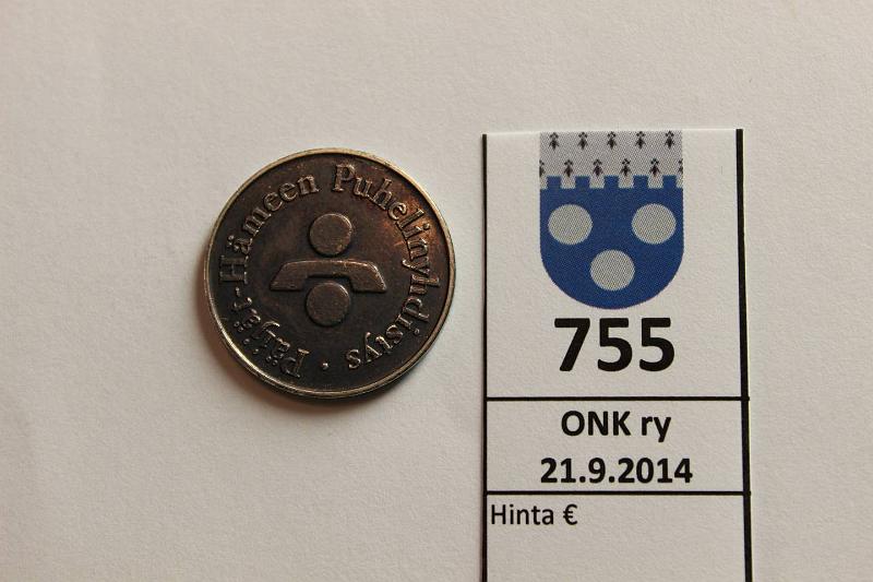 k-0755-a.jpg - Kohde 755, lhthinta: 5 € / myyntihinta: 5 € 1 mk Pijt Hmen puhelinyhdistys, kunto: 6