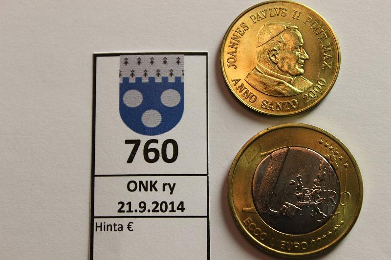 k-0760-a.jpg - Kohde 760, lhthinta: 3 € / myyntihinta: 6 € Vatikaani 2000 "Koe eurot" 50c ja 1e 2000 Joannes Pavlus II Pont. Max, kunto: 9