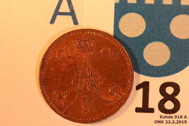 k-0018-a.jpg - Kohde 18 (kuva 1/2), lhthinta: 40 € / myyntihinta: 115 € 1 p 1876 leimakiiltoa, kaunis sateenkaaripatina!, kunto: 8