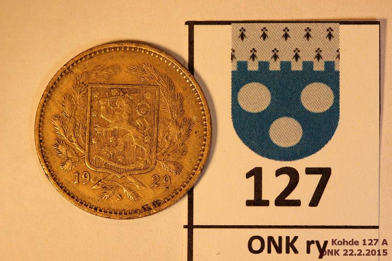 k-0127-a.jpg - Kohde 127, lhthinta: 30 € / myyntihinta: 47 € 5 mk 1929 eprvja, kunto: 4