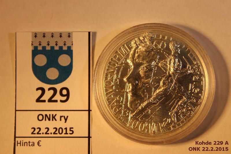 k-0229-a.jpg - Kohde 229, l�ht�hinta: 10 &euro; / myyntihinta: 17 &euro; 100 mk 1997 Ag, BU, Nurmi, kapseli, kunto: 9