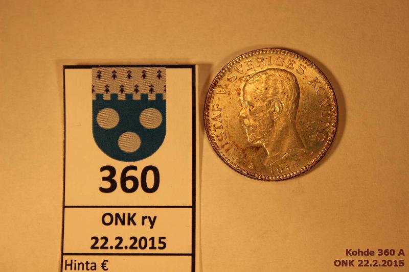 k-0360-a.jpg - Kohde 360, lhthinta: 50 € / myyntihinta: 50 € 1 kr 1914 KM#786.1 Ag, 7,5g/800, hnja, loistelias!, kunto: 9