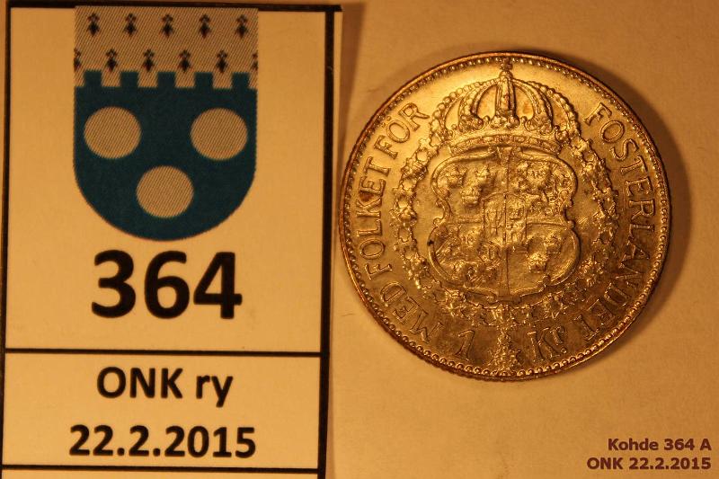 k-0364-a.jpg - Kohde 364, lhthinta: 5 € / myyntihinta: 5 € 1 kr 1940 KM#786.2 Ag, 7,5g/800, erittin kaunis!, kunto: 8