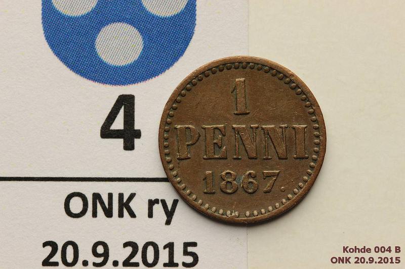 k-0004-b.jpg - Kohde 4 (kuva 2/2), lhthinta: 20 € / myyntihinta: 34 € 1 p 1867 SNY 4.2 kaarevat nauhat, tumma kaunis patina, kunto: 7